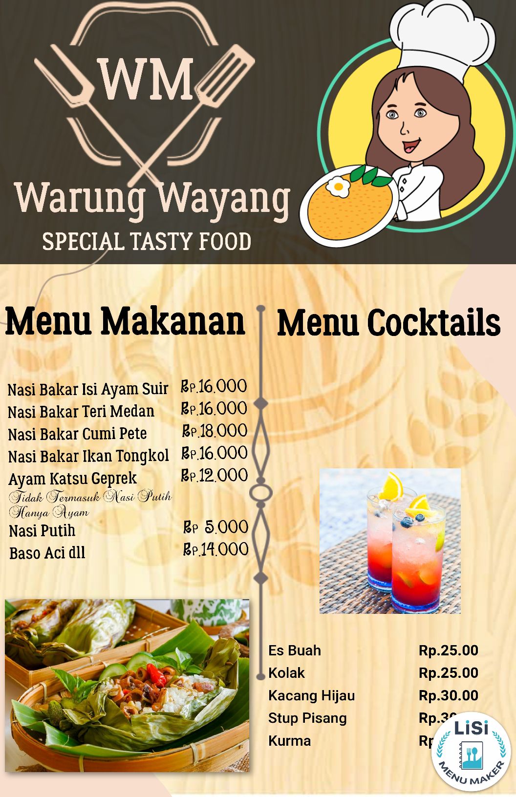 QR menu generated by lisi menu maker app.