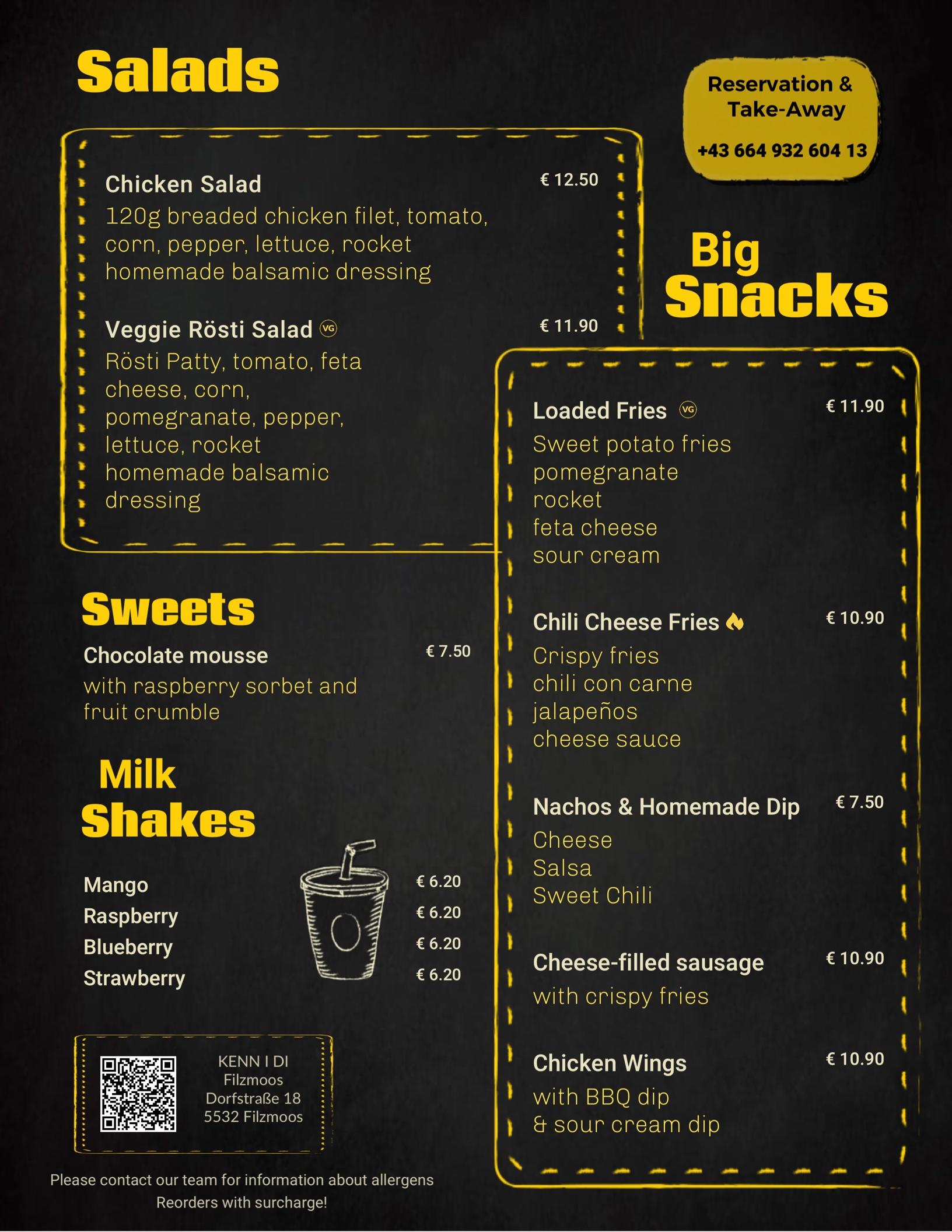QR menu generated by lisi menu maker app.