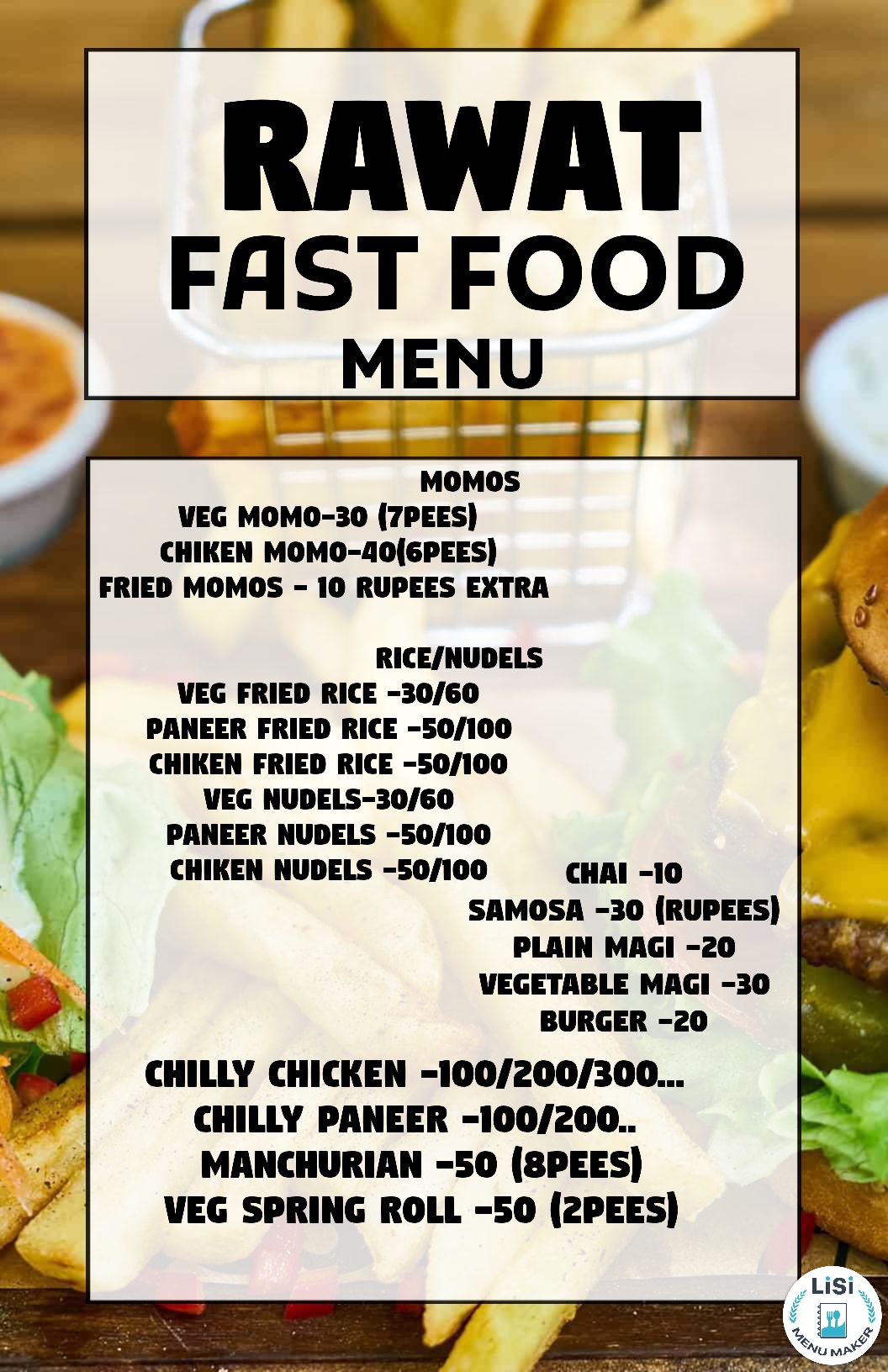 QR menu generated by lisi menu maker app.