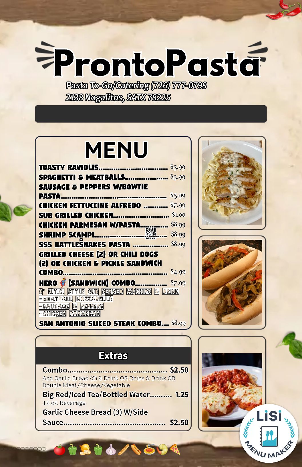 QR menu generated by lisi menu maker app.