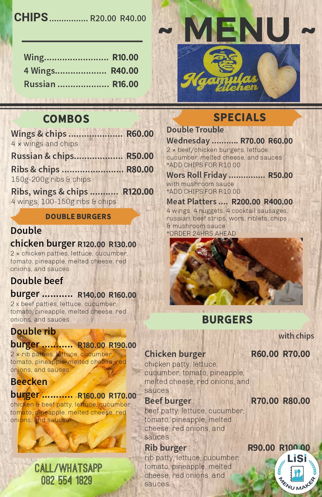 QR menu generated by lisi menu maker app.