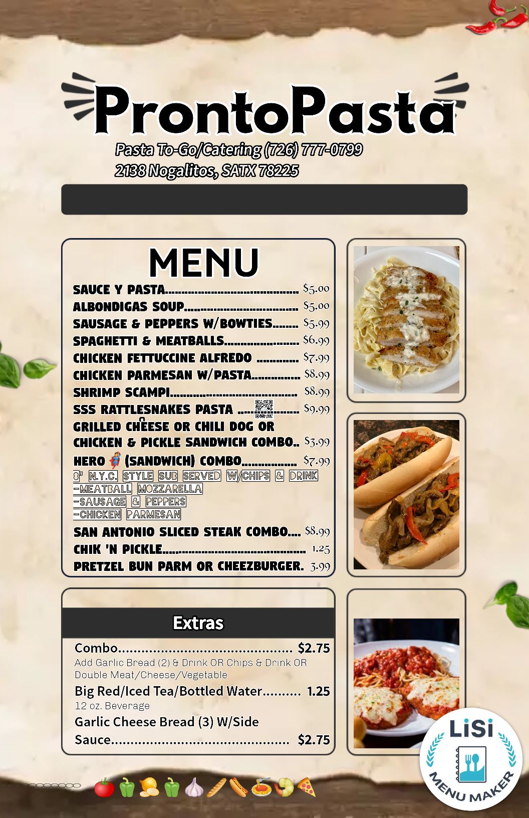 QR menu generated by lisi menu maker app.