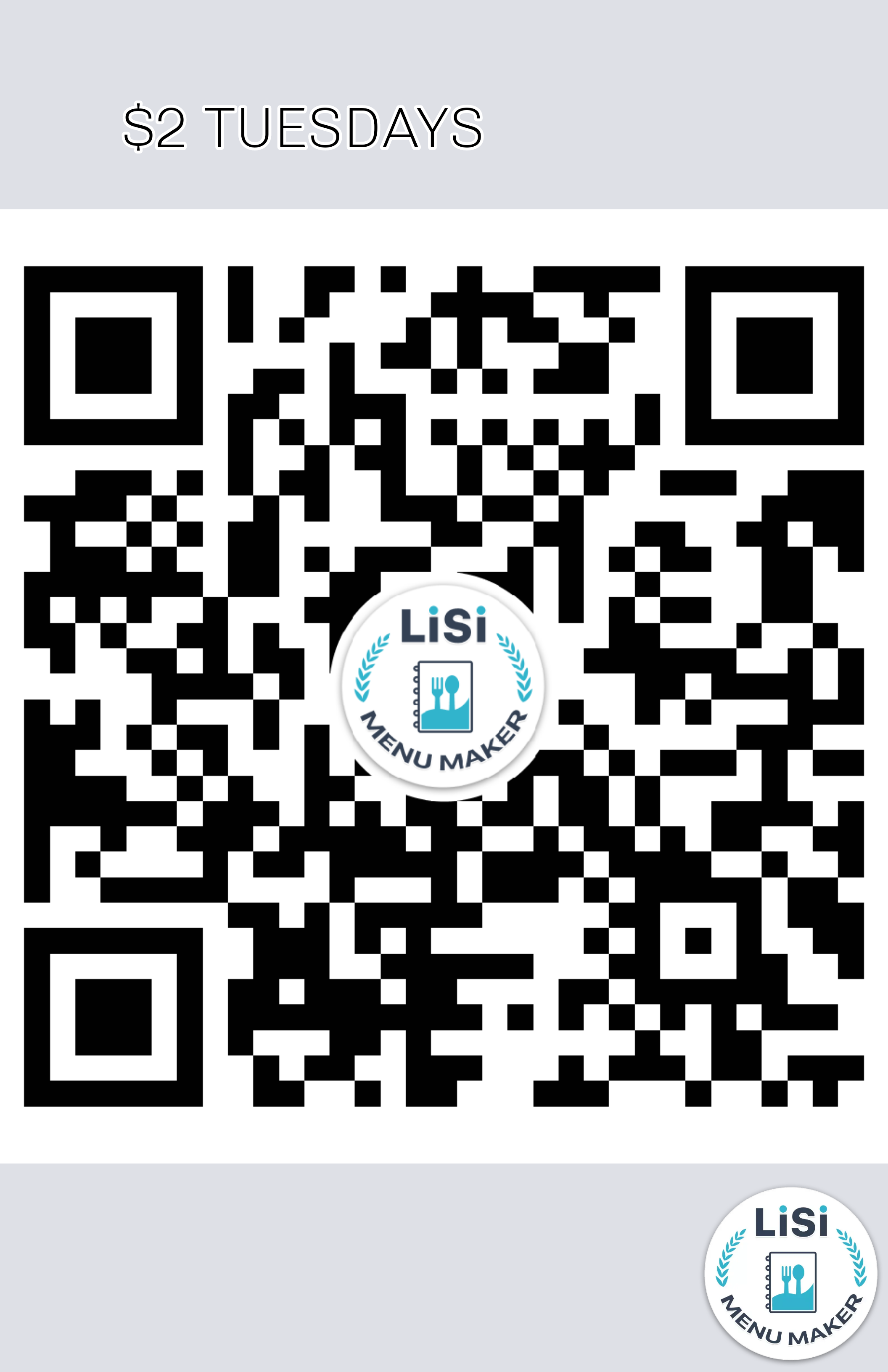 QR menu generated by lisi menu maker app.